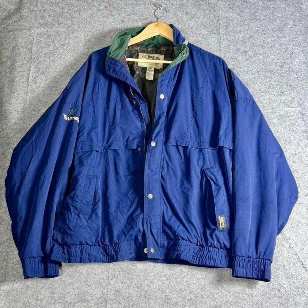 Tourney Gore-Tex Golf‎ Jacket Mens Large Blue Waterproof Windbreaker Plaid Lined - Picture 2 of 8